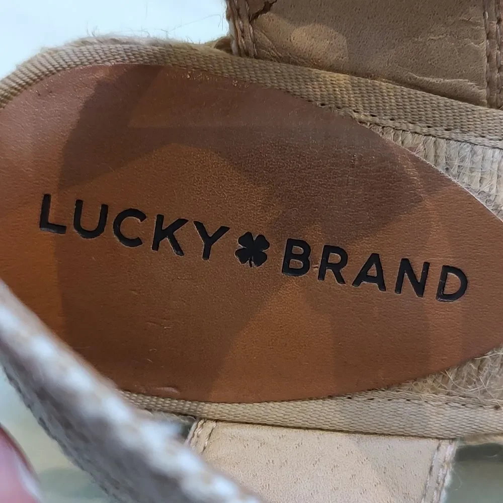 Lucky Brand Kyndra Open Toe Jute Espadrille Wedge Sandals Size 9.5M